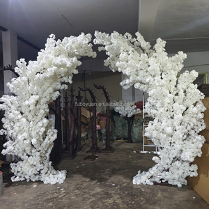 Arco de Flores Artificiales de Seda Blanca Curvo y Abierto con Diseño de Arco <span class=keywords><strong>Doble</strong></span> para Decoración de Bodas - Product Image 1
