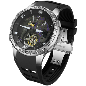 <span class=keywords><strong>Montre</strong></span> mécanique automatique HANBORO Black Panther squelettée pour homme, style super-héros, haute qualité, 47 mm, aiguilles, acier inoxydable - Product Image 3