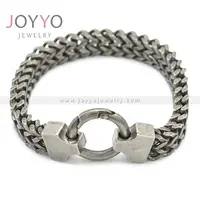Pulseira de corrente de mão personalizada, bracelete de aço inoxidável com corrente dupla franco, fivela de anel aberto, fabricação de joias