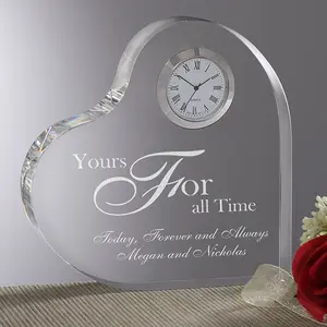 Wedding Heart Shape Glass Clocks For Guests Souvenir