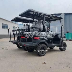 Sleek <b>Black</b> Utility Golf Vehicle All Terrain Deep Tread Tyres <b>Wrapped</b> Leather Seats Country Club Shuttle Car - Product Image 3