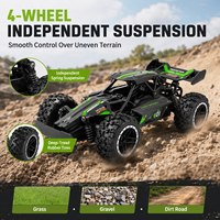 Voiture RC tout-terrain 2.4GHz 2WD télécommandée avec deux batteries, amortisseurs et pneus en caoutchouc