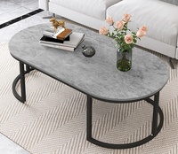 Table basse ovale en MDF italienne bon marché YOUTAI, meubles de salon, tables basses à double niveau avec rangement