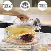 Pichets en verre carrés de 2 litres/68 oz avec poignée et couvercle, carafe à eau en borosilicate résistante à la chaleur
