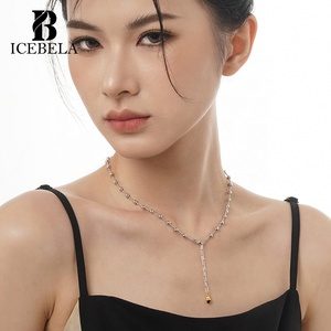 Ingrosso ICEBELA moda moda alta gioielli 92 argento Sterling collane argento minimalista perline catena per le donne - Product Image 5