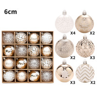 Ensemble de 16 boules de Noël dorées et blanches de 6 cm/8 cm, décorations incassables avec paillettes et finition mate pour arbre de Noël