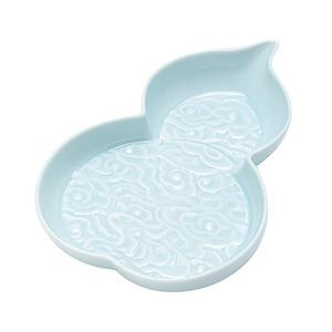 Plato de cerámica con forma de calabaza estilo chino, de porcelana, de forma irregular, para servir té, aperitivos o como ofrenda para Buda. - Product Image 5