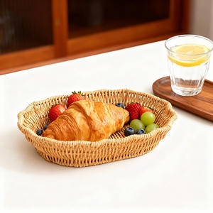ตะกร้าผลไม้หวายรูปไข่ ขนาดกลาง ถาดเก็บของรักษ์โลก สำหรับขนมปัง ของว่าง ตกแต่งบ้าน ห้องครัว ห้องนั่งเล่น - Product Image 2