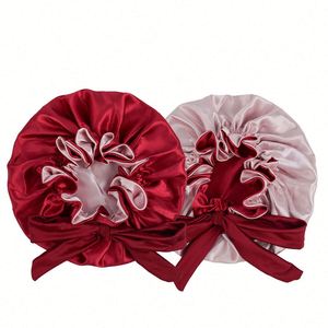 Double Layer Reversible Cap Bonnet Sleeping Satin <b>Silk</b> Tie Band Adjustable Straps <b>Head</b> <b>Wrap</b> for Curly Hair Gift - Product Image 1