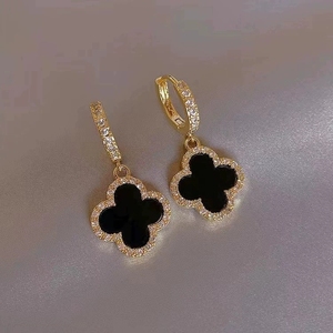 Pendientes <span class=keywords><strong>de</strong></span> Aro con Diseño <span class=keywords><strong>de</strong></span> Trébol <span class=keywords><strong>de</strong></span> Cuatro Hojas, con Diamantes <span class=keywords><strong>de</strong></span> Imitación, Joyería <span class=keywords><strong>de</strong></span> Alta Gama para Mujer, Estilo Retro y Elegante - Product Image 2