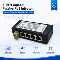 Inyector POE Gigabit Comercial de 4 Puertos, Fuente de Alimentación POE para Cámaras IP y Puntos de Acceso a la Red