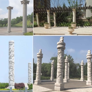 عمود رخامي حديث منحوت يدويًا بحجم مخصص للديكور الخارجي للمنزل - Product Image 2