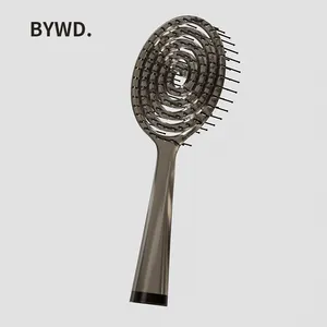 BYWD's Best-selling Plastic Curved Wave Brush Clear Black Hair Scalp Massage Makeup Hollow Hairbrush Magic Comb