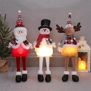 Jouets en peluche lumineux de Noël fantaisistes, 3 pièces, Père Noël, bonhomme de neige, renne, décoration festive pour la maison - Product Image 1