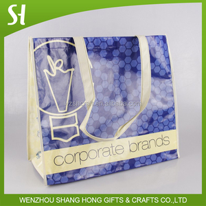 Bolsa de mano promocional bonita de polipropileno no tejido con bolsa de malla, bolsa de mano laminada azul no tejida - Product Image 3