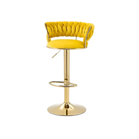 Tabourets de bar modernes et légers en tissu, avec base pivotante chromée, réglage mécanique de la hauteur, pour usage commercial et villas.