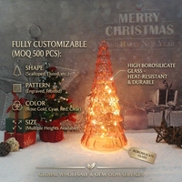 Lumière de Noël LED en verre, arbre de Noël lumineux texturé, ornement de bureau, lampe d'ambiance pour la maison, bar, restaurant, fournisseur d'usine sur mesure