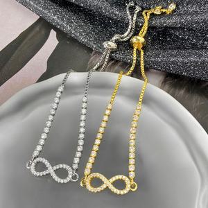 Pulsera de tenis ajustable con símbolo de infinito chapada en oro de 18k, diseño personalizado para mujer - Product Image 6