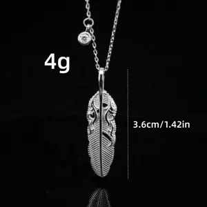 Factory wholesale rhodium plating real 925 silver necklace feather pendant necklace female