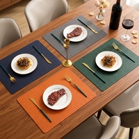 Set de table en cuir PU tressé YY résistant à la chaleur, pour la décoration de la maison, napperons de luxe pour table à manger