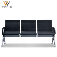 Nouveau modèle de banc d'attente moderne pour espaces publics, trois places, avec coussin en PU, pour aéroport, terminal, hôpital, hall, bureau, extérieur, salle de sport