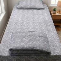 Ensemble de housse de couette économique taille jumelle 100% draps plats en polyester lin simple et rembourrage en polyester pour hôtels
