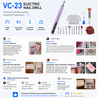 VantrendBeauty Stylo de manucure rechargeable portable professionnel, kit de ponceuse électrique, outils de soins personnels &amp;   Accessoires - Ensemble de brosses à ongles