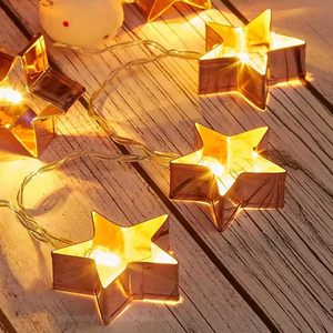 Guirnalda de Luces LED de Estrella Metálica de 10L, Funciona con Pilas, Luz Blanca Cálida, con Función de Iluminación, para Decoración de Árboles de Navidad, Hogar, Hotel, Fiestas - Product Image 3