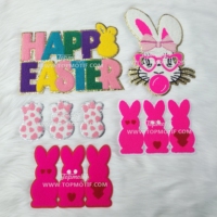 2025 Nieuwe Ontwerp Grote Easter Rabbit Chenille Patches Geborduurde Happy Easter Stickers Met Stof En Kralen Decoraties