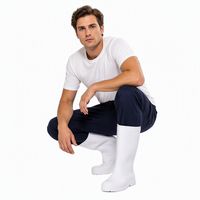 Bottes de sécurité unisexes en PVC blanc, mi-mollet, imperméables, résistantes aux produits chimiques, antidérapantes, avec embout en acier, pour l'industrie alimentaire