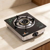 Peralatan Dapur Mini Kompor Gas Meja Kaca Temper Outdoor Portable Kompor Gas Tunggal 1 Tungku Pembakar Gas