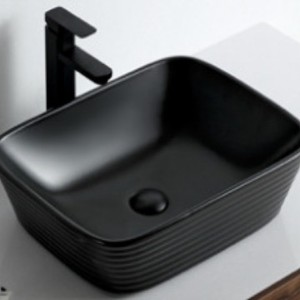 Lavabo de Cerámica Cuadrado Ouni, Color Verde Mate, Lavabo de un Solo Orificio, Mueble de Baño Moderno - Product Image 4