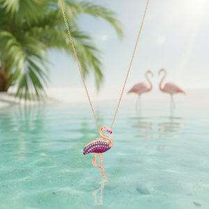 Flamingo Animal diseño claro circón rubí piedra encanto colgante turco hecho a mano venta al por mayor 925 joyería de plata esterlina - Product Image 3