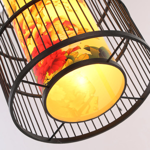 Lámpara de Techo Estilo Jaula de Pájaro, D350 H500, Luz LED Negra, Estilo Chino Moderno, Iluminación para Hoteles y Restaurantes, Lámpara Decorativa de Una Sola Cabeza - Product Image 2