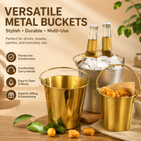 Seau à glace en métal JYB personnalisé, finition or et argent, durable, en fer, pour rafraîchir les boissons de bar, avec ou sans poignée de transport