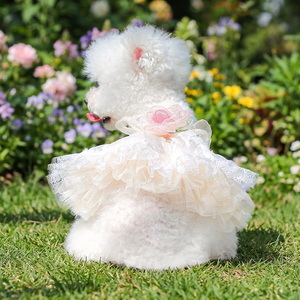Robe en tulle pour petite chienne, style princesse, blanche, à fleurs, pour mariage, vêtements pour animaux de compagnie - Product Image 1