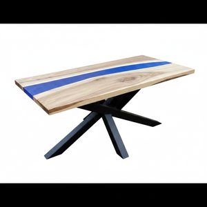 Luxury Handcrafted Acacia Wood Epoxy Resin Rectangle Dining Tabletop Custom River Table Live Edge Modern Design Diwali - Product Image 2