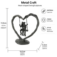 Sculpture de couple en forme de cœur Art Déco en fonte, amoureux romantiques, cadeau pour anniversaire de mariage, Saint-Valentin, décoration de table pour la maison
