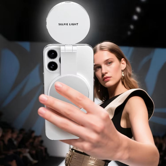 Foldable LED Filling Ring Light Rechargeable Magnetic Selfie Light Phone Holder with Mirror for Makeup Vlog Photography Video