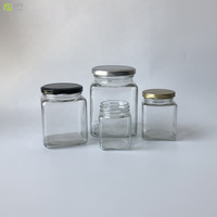 Sechseckige Glas-Honiggläser Einmachgläser mit Gold- oder Silberdeckel für Gewürze, Gelee, Kräuter, Süßigkeiten, Hochzeits- und Partygeschenke