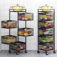 Cestas giratorias multicapa de precio al por mayor, estante de almacenamiento, cesta de frutas y verduras, carrito de cocina