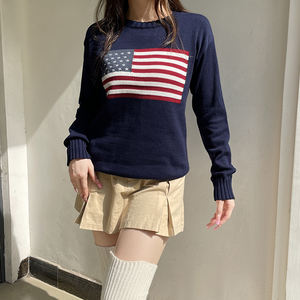 เสื้อไหมพรมลายธงชาติสไตล์อังกฤษสำหรับฤดูใบไม้ร่วงและฤดูหนาว ผลิตจากโพลีเอสเตอร์ 100% แขนยาว คอกลม สวมใส่สบายๆ สไตล์สตรีทแวร์ - Product Image 6