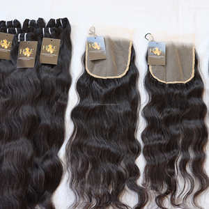 Paquets de Cheveux Humains Ondulés Bouclés Lace Frontal Closure Transparent Hd Cuticule Alignée Brut Ondulés Droite Bouclés Vente en Gros - Product Image 1