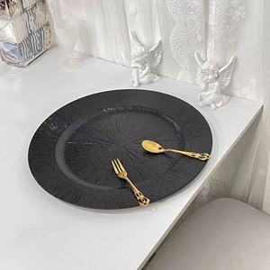 <b>Black</b> Minimalist Wedding Dinner <b>Plates</b> 13 Inch Hard Plastic European Style Home Decoration Tray for Desktop - Product Image 4