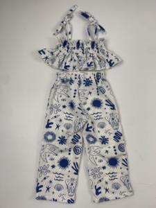 Ensemble de vêtements pour bébé fille d'été en lin mélangé à nouer personnalisé pour petite fille, <span class=keywords><strong>short</strong></span> décontracté de marque, pantalon et <span class=keywords><strong>short</strong></span> pour bébé - Product Image 3