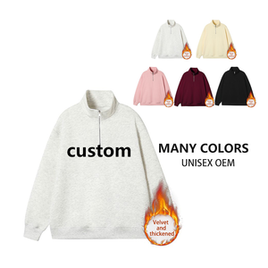 Sudadera con cremallera media <span class=keywords><strong>en</strong></span> blanco personalizada 420 gramos Sudadera de felpa francesa Sudadera con capucha logotipo personalizado 1/4 <span class=keywords><strong>sudaderas</strong></span> con cremallera <span class=keywords><strong>para</strong></span> Unisex - Product Image 1