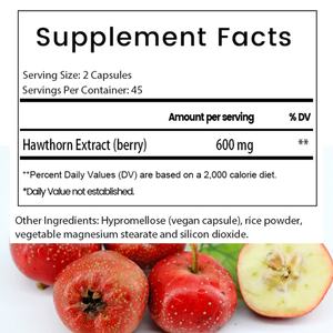 Cápsulas de Extracto de Espino Blanco OEM ODM, Soporte Antioxidante, Salud del Corazón, Soporte Digestivo, Vegano, Sin OMG, Apoyo al Sistema Inmunitario - Product Image 2