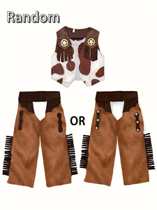 Conjunto <span class=keywords><strong>de</strong></span> 4 Piezas <span class=keywords><strong>de</strong></span> Disfraces <span class=keywords><strong>de</strong></span> Vaquero del Oeste para Niños, Disfraz para Halloween, Cumpleaños, Navidad (Sombrero + Chaleco + Pantalones + Pañuelo para la Cabeza) - Product Image 3
