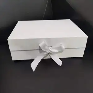 豪华黑皮书形硬纸板可折叠礼品盒定制打印纸蛤壳磁性礼品盒