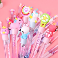 Stylo gel mignon à motif de dessin animé, corps brillant avec paillettes, papeterie Kawaii pour filles, école, bureau, cadeau, encre noire 0,5 mm